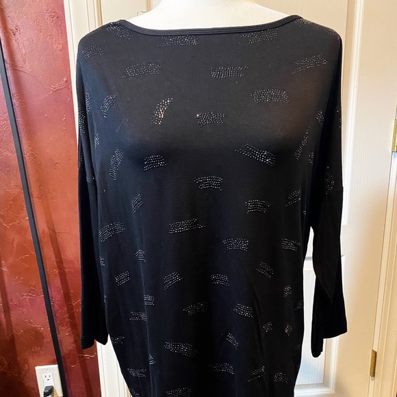 NWT St. John Caviar Black Sweater Black Crystals Size M